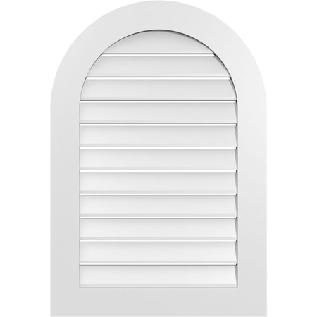 Ekena Millwork Round Top Surface Mount PVC Gable Vent: Functional, w/ 3-1/2"W x 1"P Standard Frame, 26"W x 38"H GVPRT26X3801SF